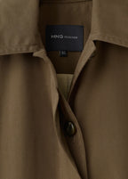 Long Cotton Trench Coat With Concealed Buttons