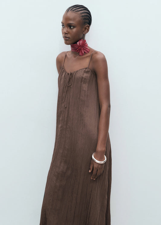 Long Creased Effect Dress