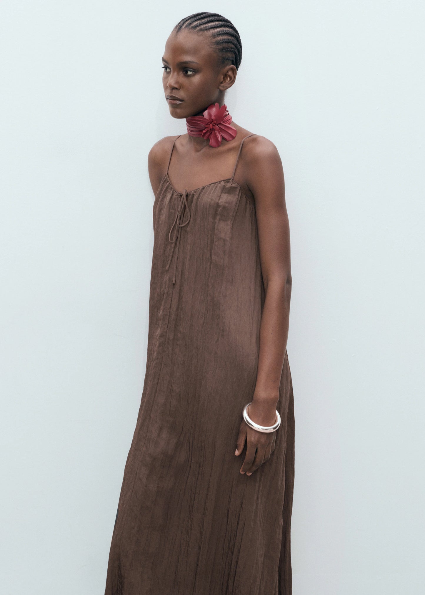 Long Creased Effect Dress