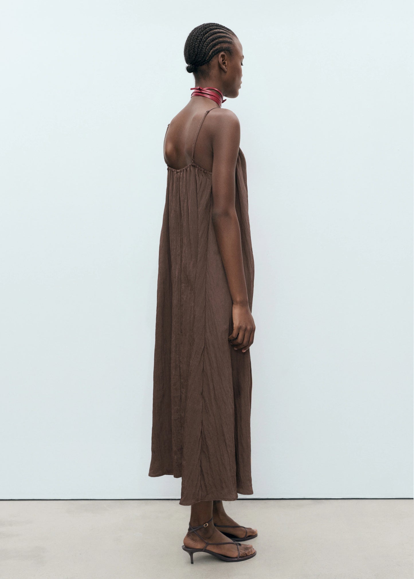 Long Creased Effect Dress