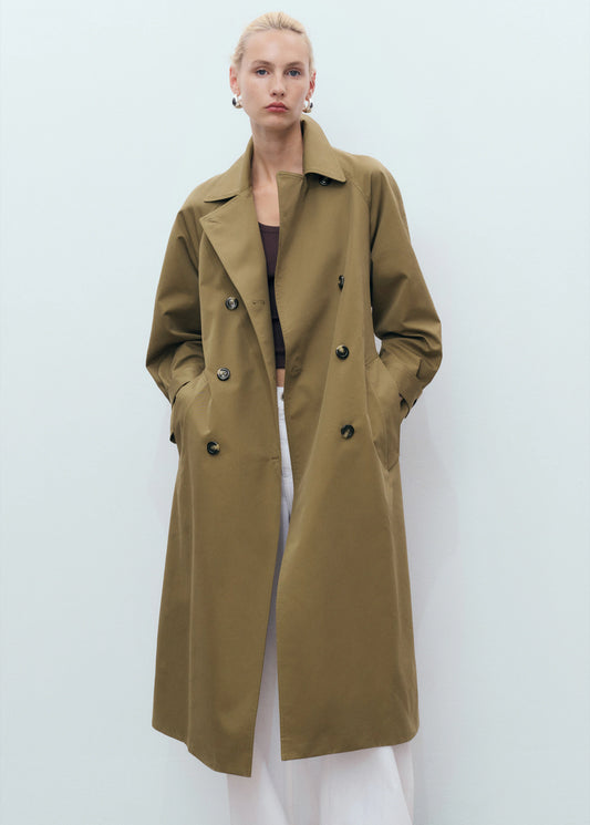 Long Double Breasted Trench Coat