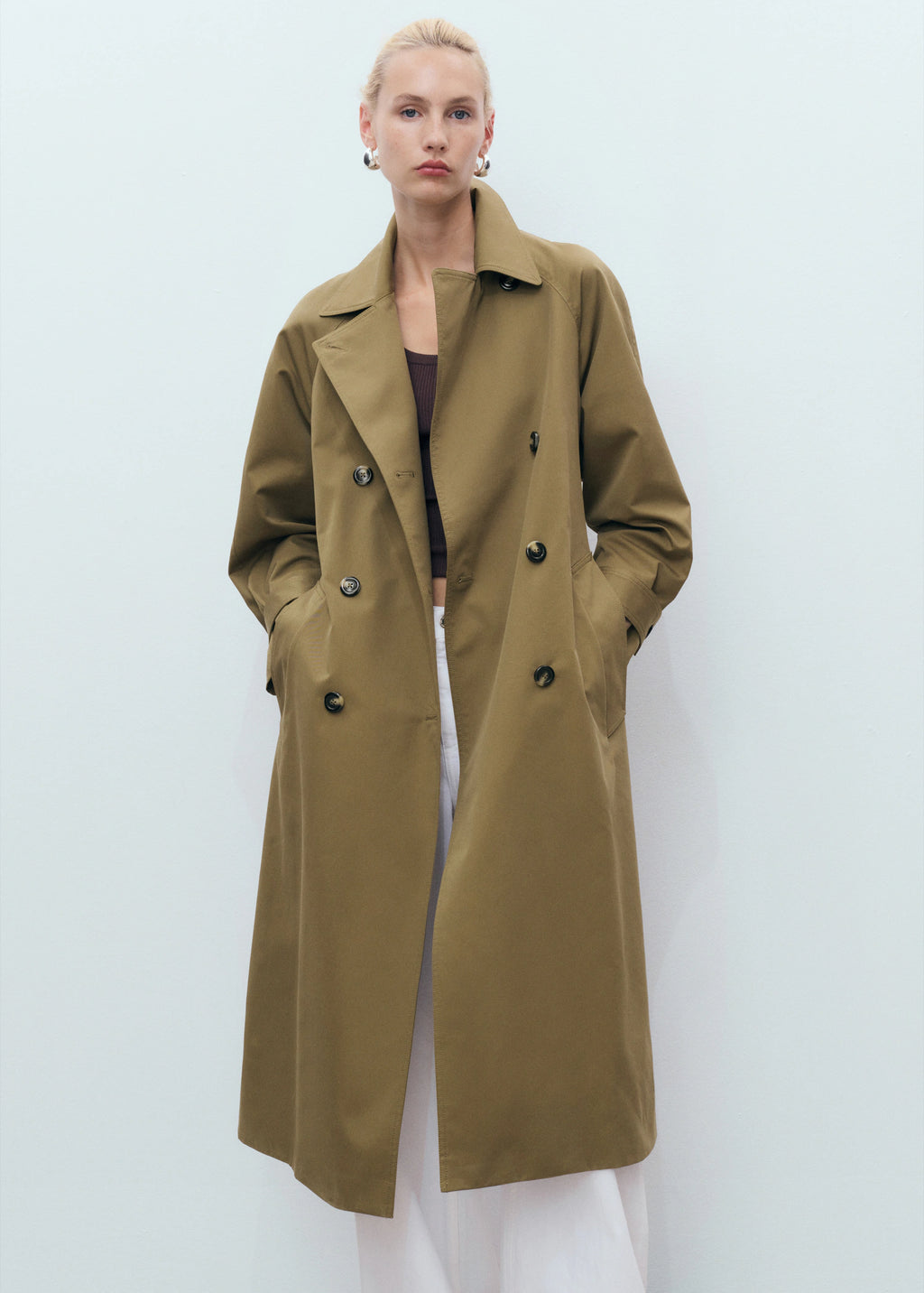 Long Double Breasted Trench Coat
