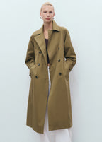 Long Double Breasted Trench Coat