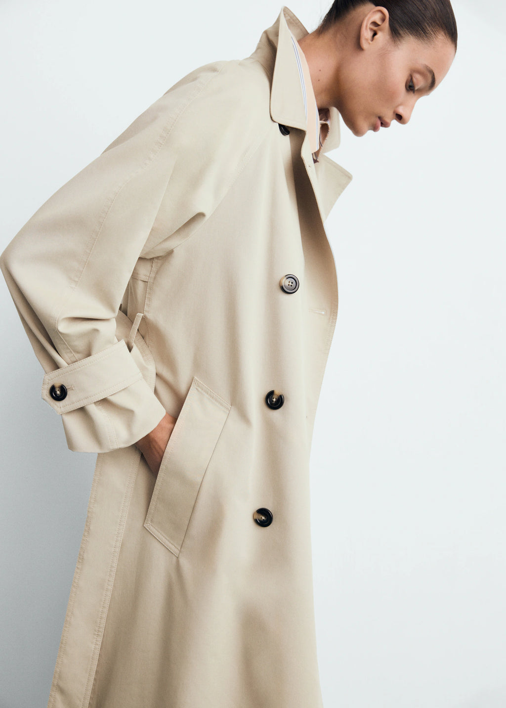 Long Double Breasted Trench Coat