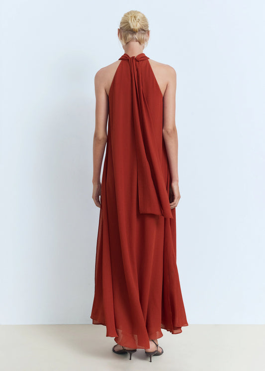 Long Dress With Bow Neck