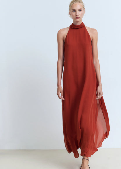 Long Dress With Bow Neck