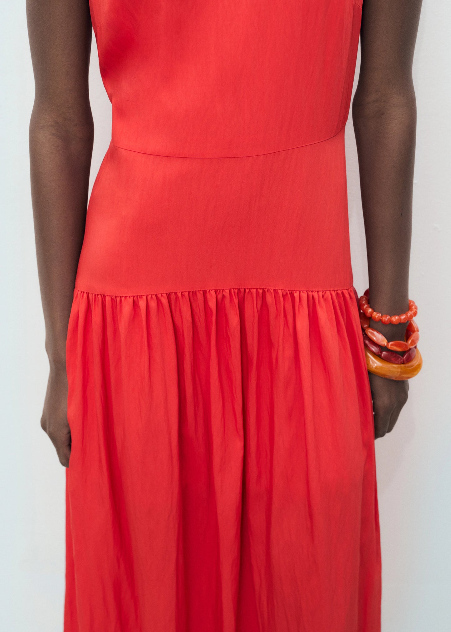 Long Dress With Gathered Hem