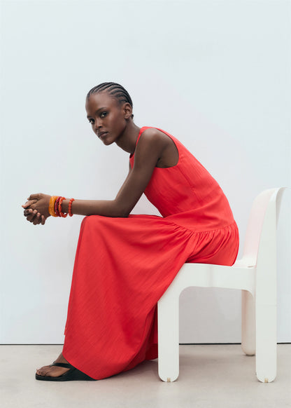 Long Dress With Gathered Hem