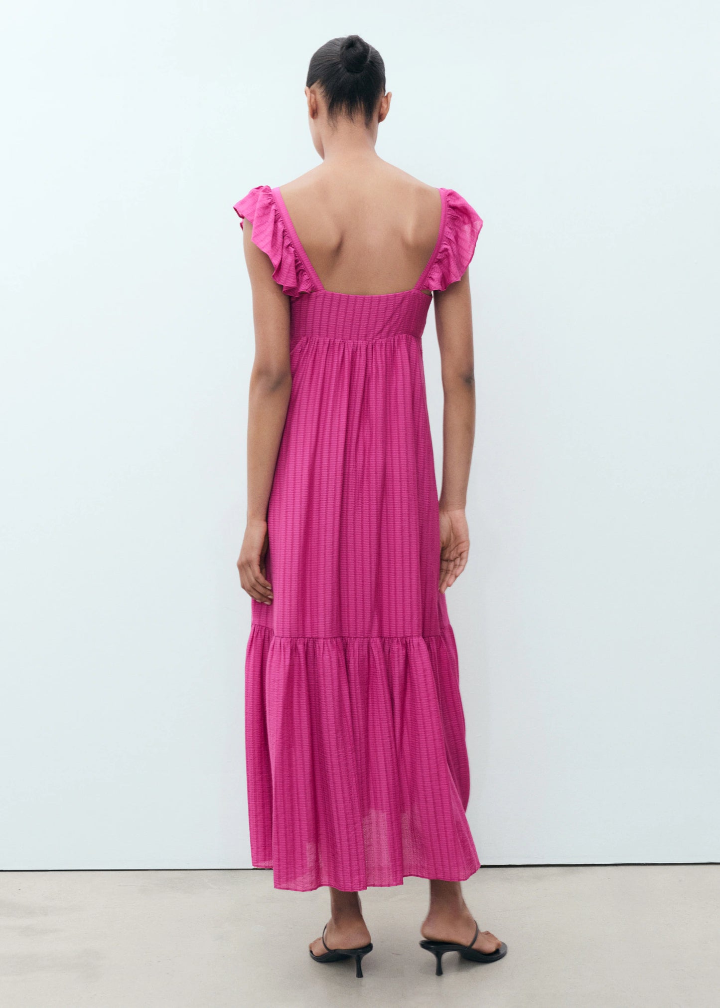 Long Dress With Ruffle Neckline