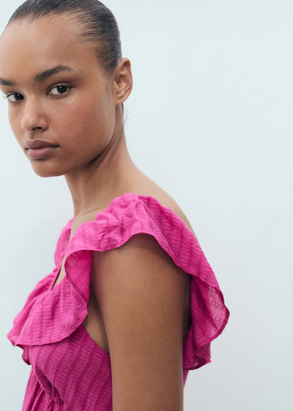 Long Dress With Ruffle Neckline