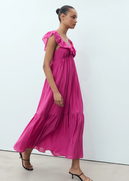 Long Dress With Ruffle Neckline