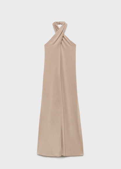 Long Halter Wrap Dress