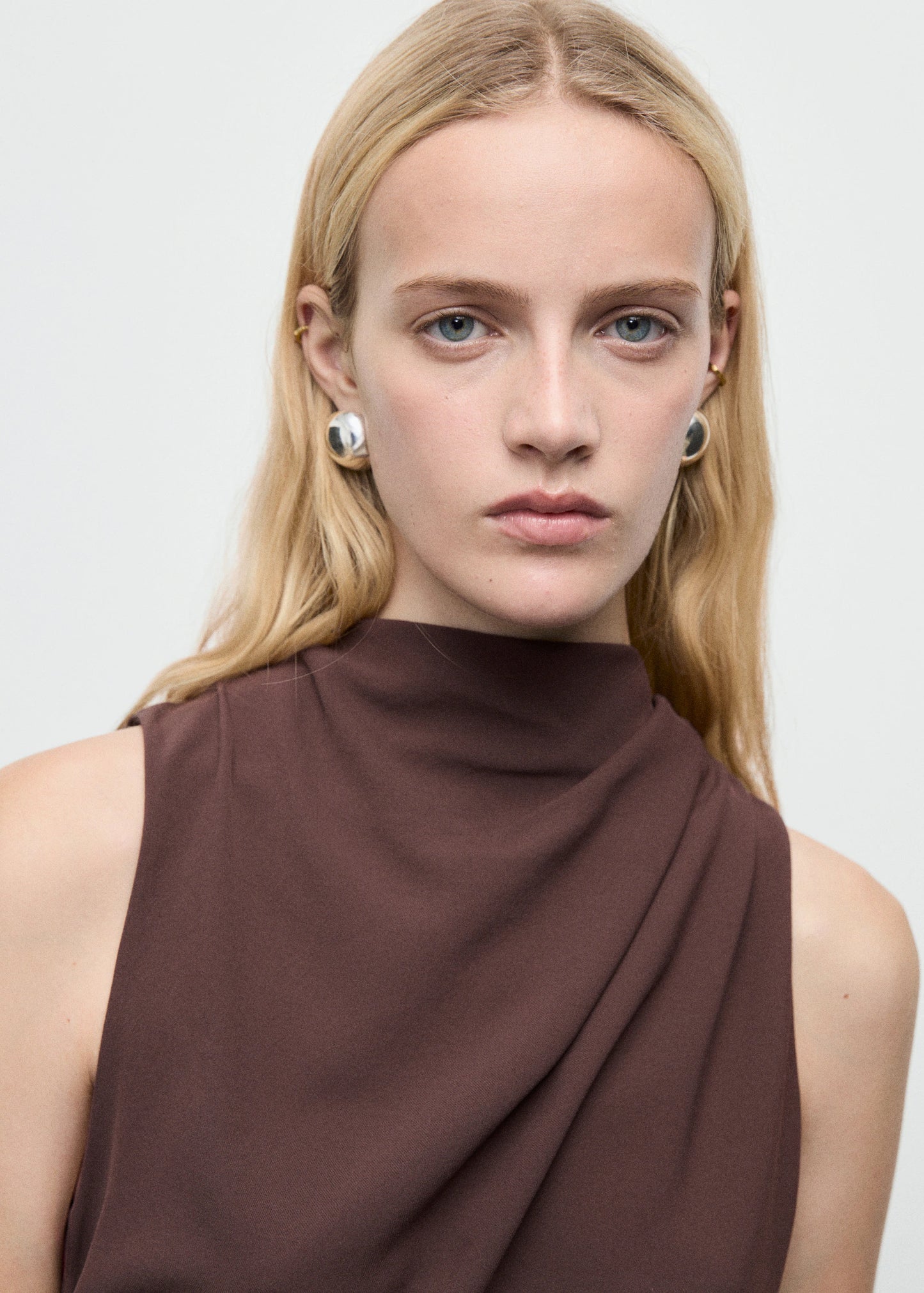 Long Jumpsuit With Draped Neck And Belt