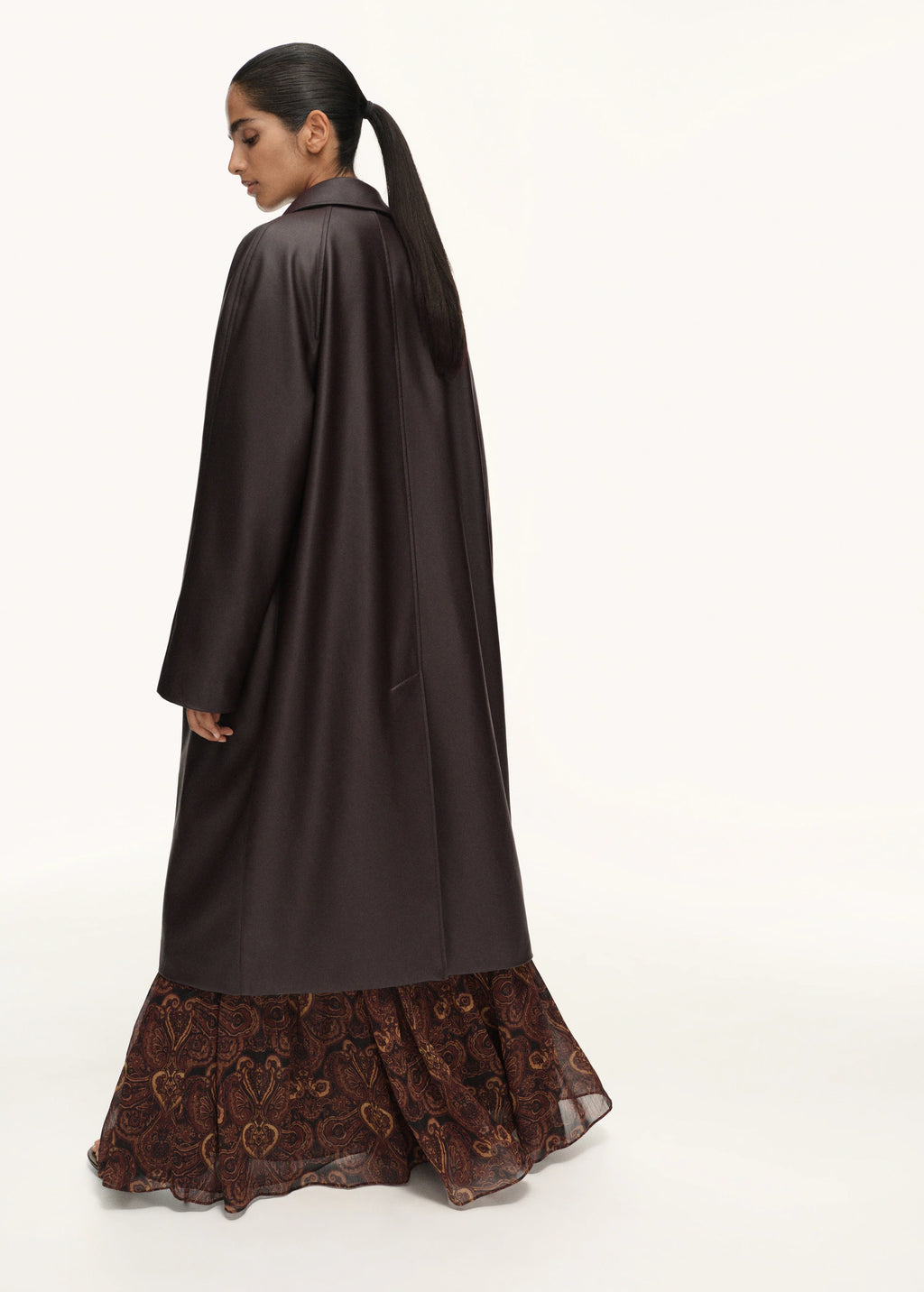 Long Leather Effect Trench Coat