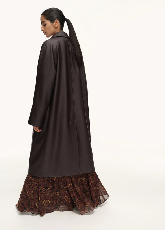 Long Leather Effect Trench Coat