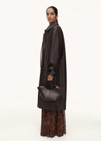 Long Leather Effect Trench Coat