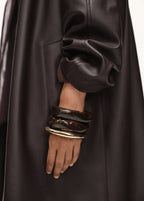 Long Leather Effect Trench Coat