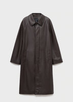 Long Leather Effect Trench Coat