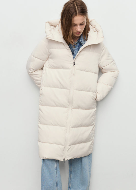 Long Padded Anorak With Hood