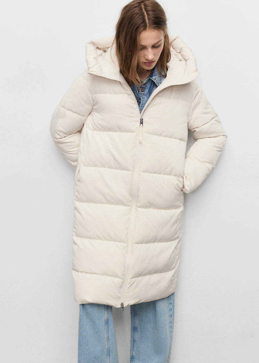Long Padded Anorak With Hood
