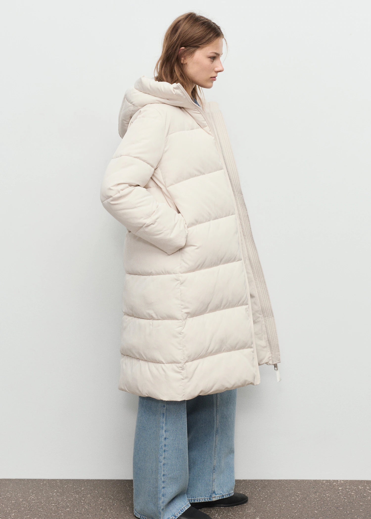 Long Padded Anorak With Hood