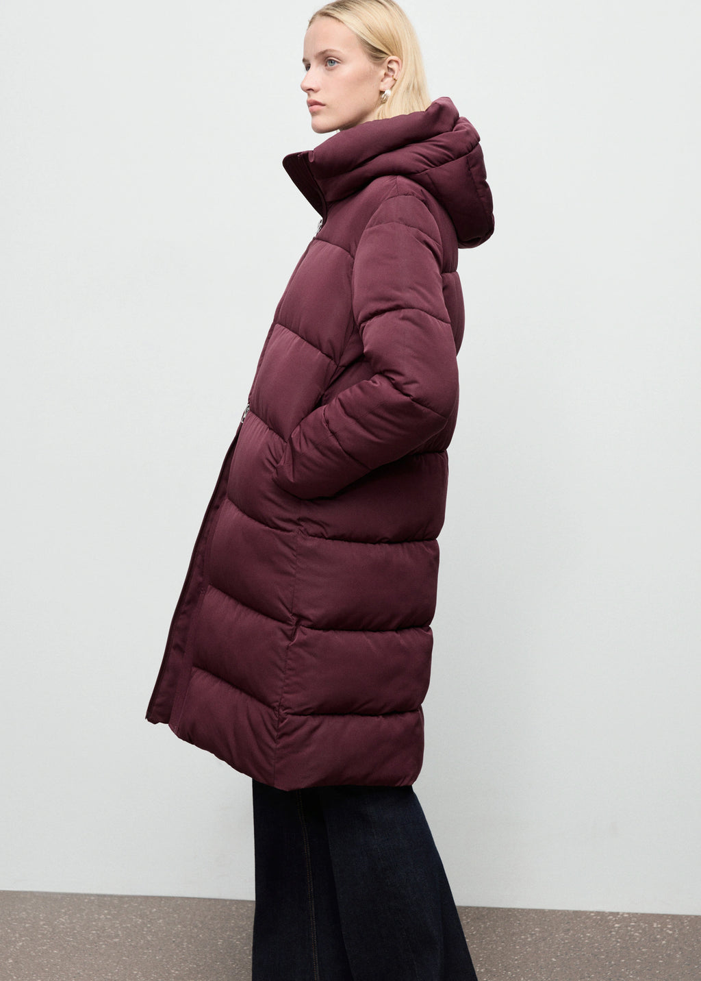 Long Padded Anorak With Hood
