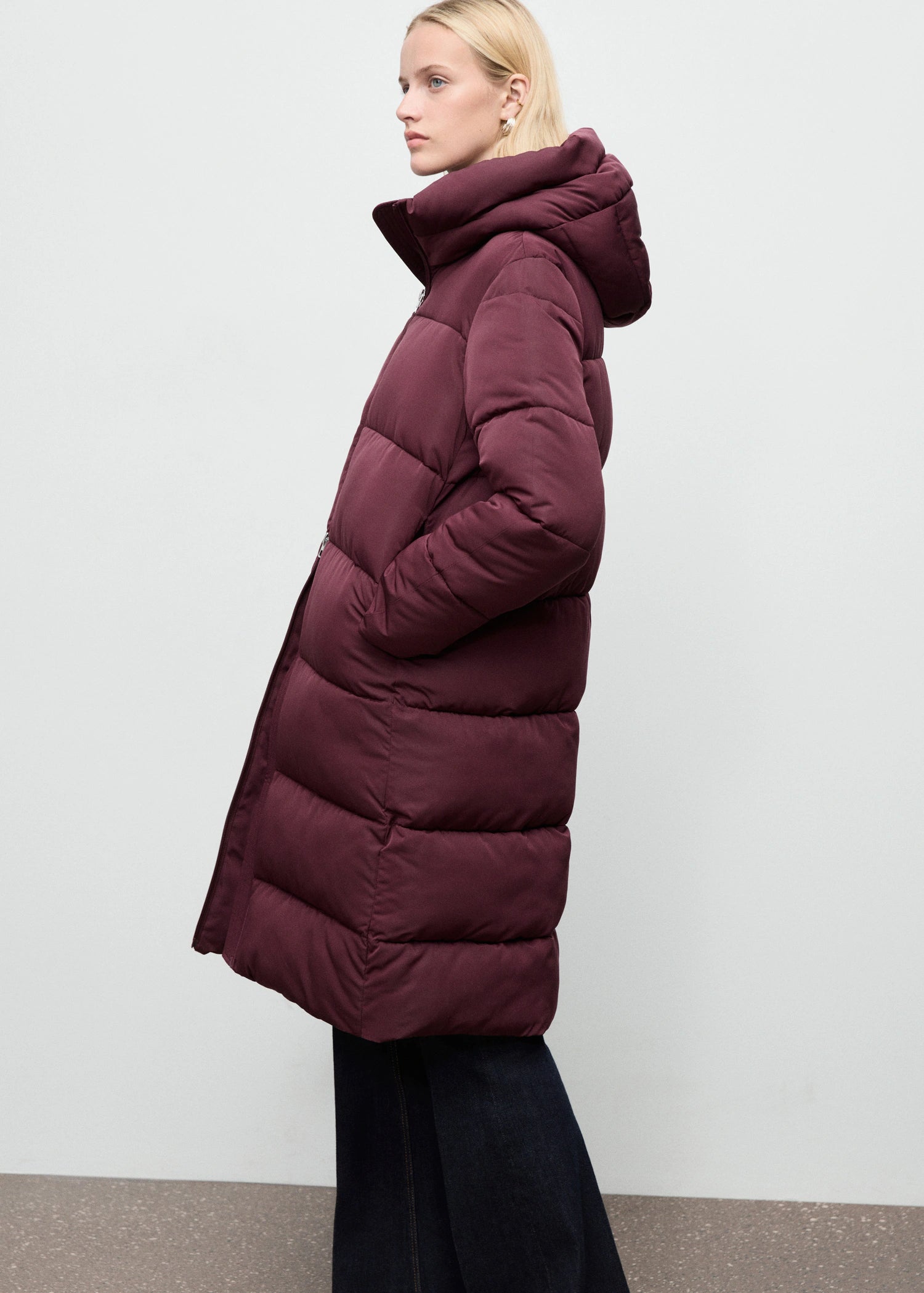 Long Padded Anorak With Hood