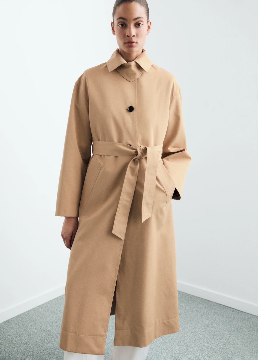Long Trench Coat With Belt