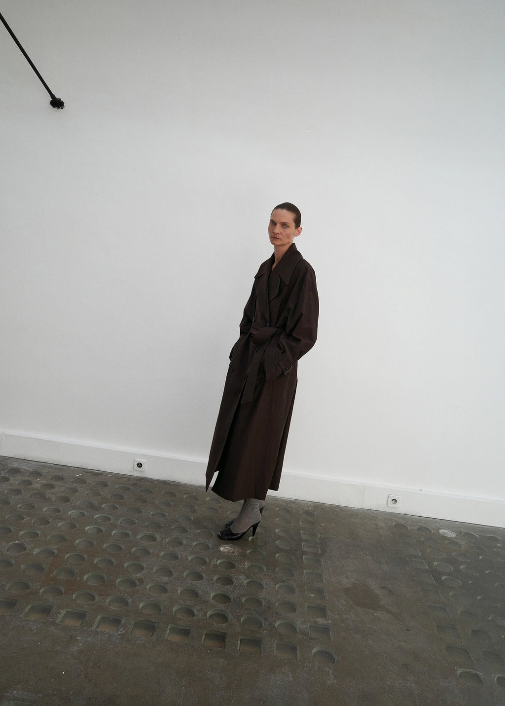 Long Virgin Wool Trench Coat