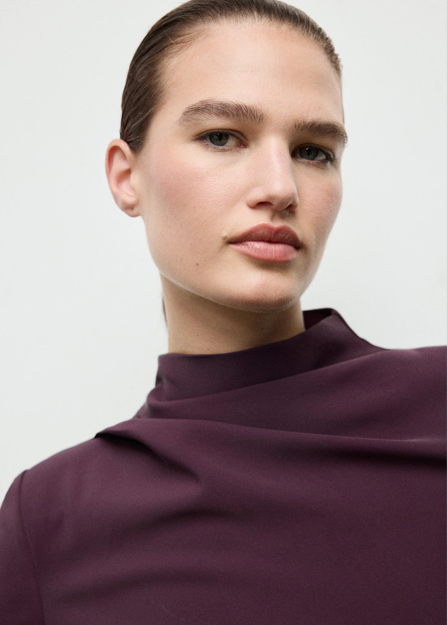 Long Sleeved Dress With Draped Neck