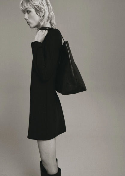 Long Sleeved Dress With Draped Neck