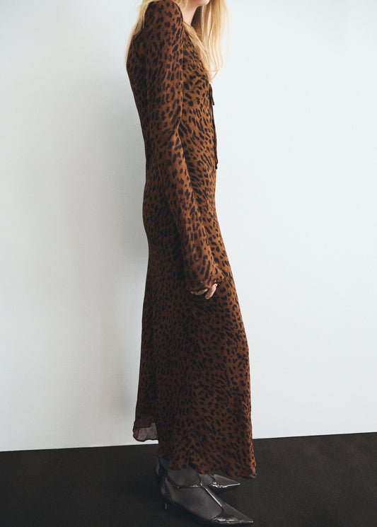 Long Sleeved Leopard Print Dress