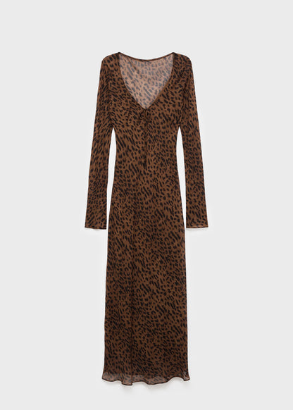 Long Sleeved Leopard Print Dress