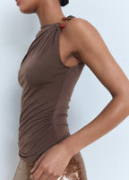 Lurex Knitted Top With Crossed Back