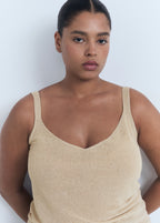 Lurex Knitted V Neck Top