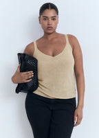 Lurex Knitted V Neck Top