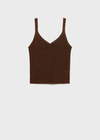 Lurex Knitted V Neck Top