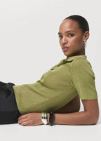 Lurex Polo Neck Sweater