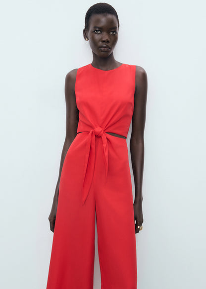 Lyocell Jumpsuit With Cut Out And Knot Detail