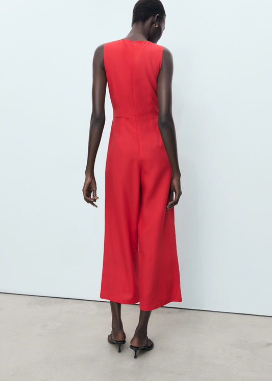 Lyocell Jumpsuit With Cut Out And Knot Detail