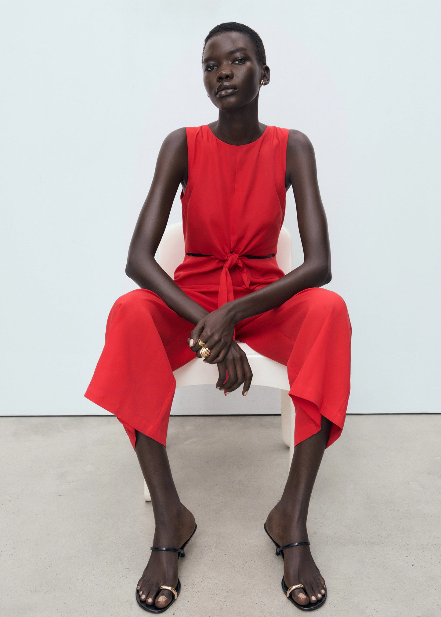 Lyocell Jumpsuit With Cut Out And Knot Detail