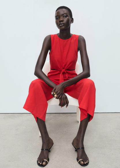 Lyocell Jumpsuit With Cut Out And Knot Detail