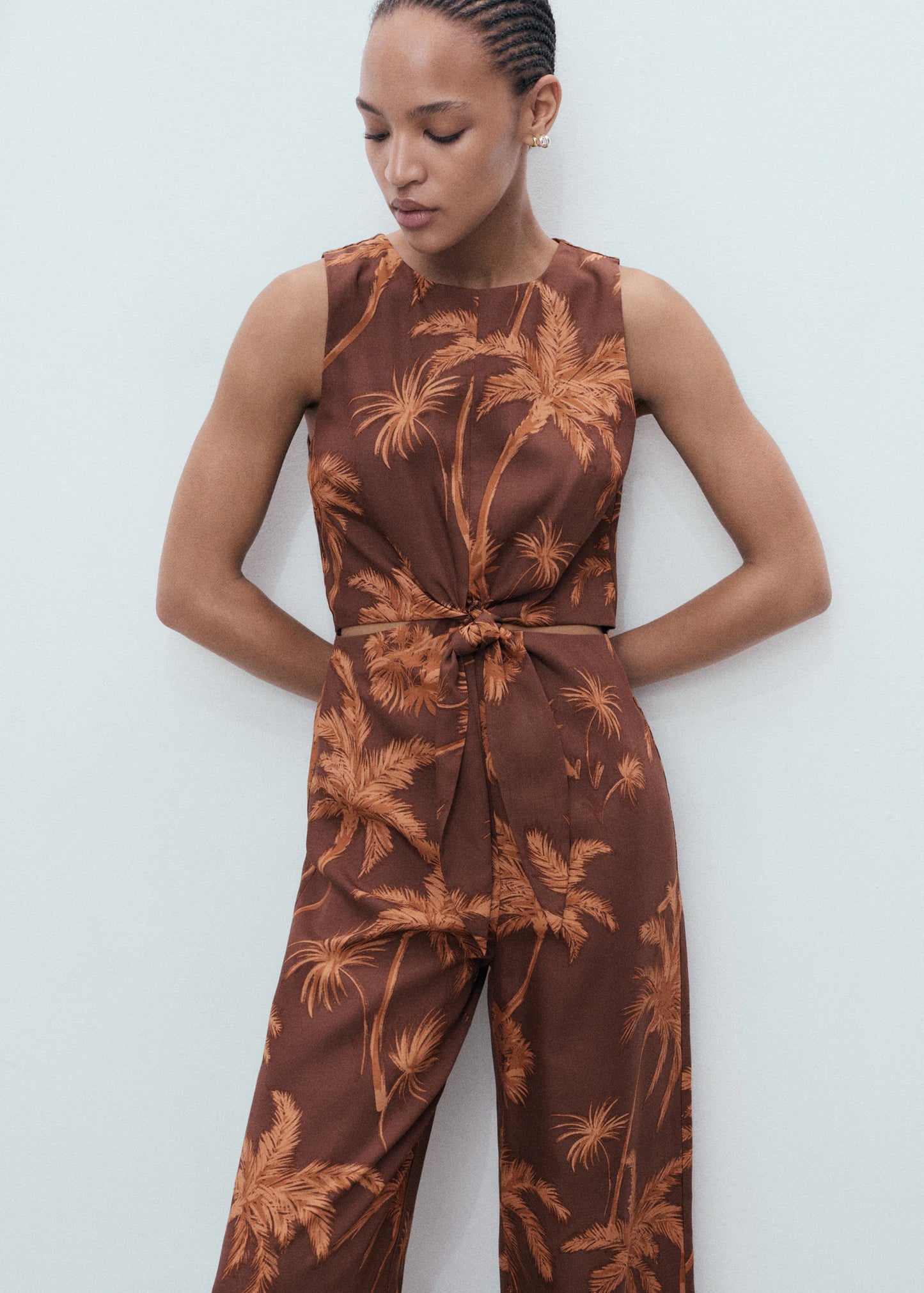 Lyocell Jumpsuit With Cut Out And Knot Detail