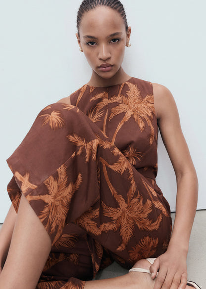 Lyocell Jumpsuit With Cut Out And Knot Detail