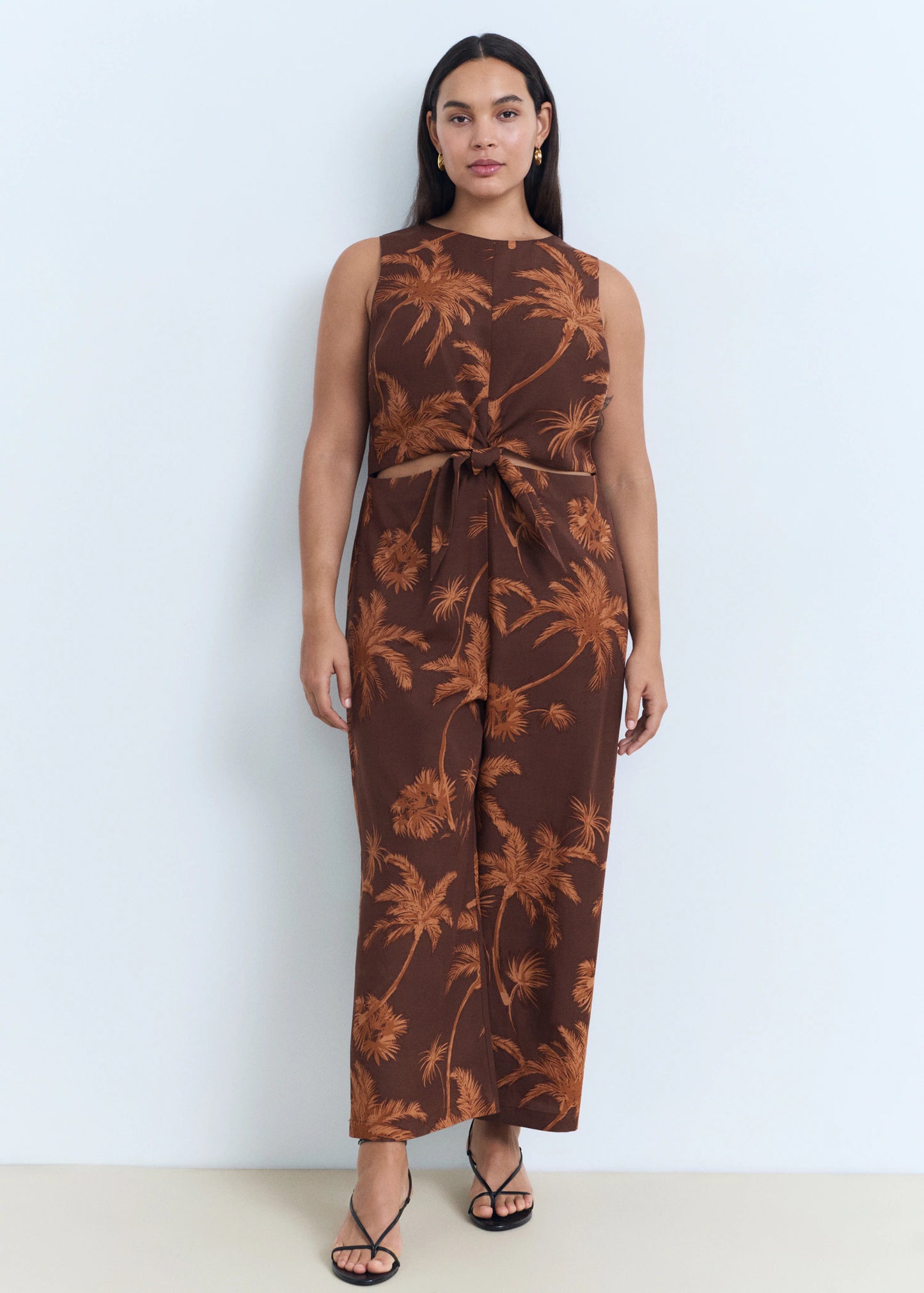 Lyocell Jumpsuit With Cut Out And Knot Detail