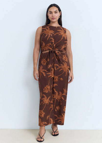 Lyocell Jumpsuit With Cut Out And Knot Detail