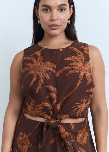 Lyocell Jumpsuit With Cut Out And Knot Detail