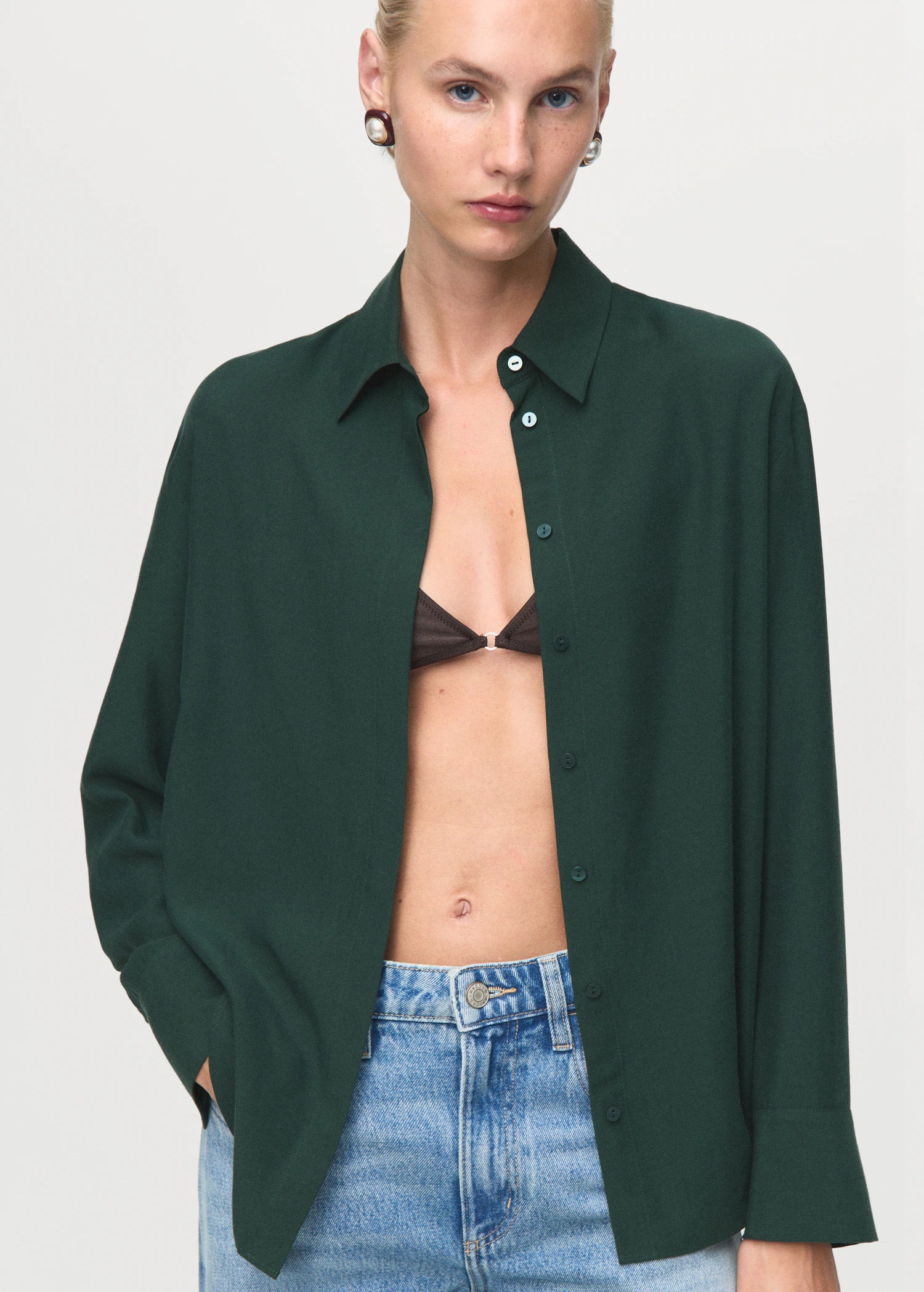 Lyocell Shirt With Hidden Buttons