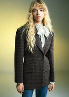 Micro Houndstooth Wool Blazer