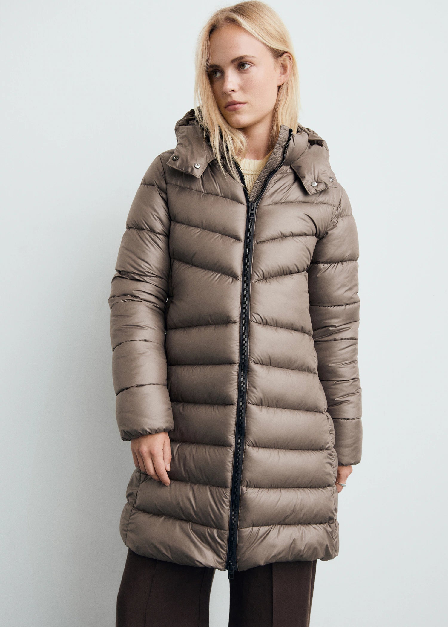 Midi Quilted Anorak With Hood